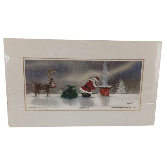 Dan Larsen Snow People Painting "Ho Ho Whoa! Matster Edition Signed 14"x8" - Picture 7 of 11
